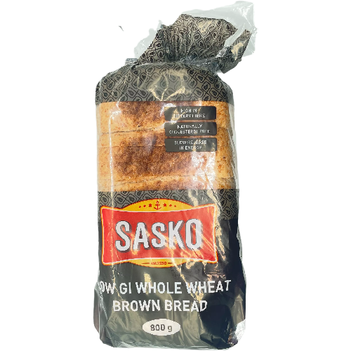 Sasko Low Gi Whole Wheat Brown Bread 800G